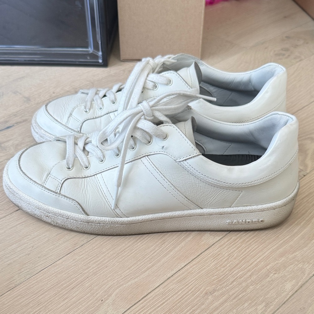 Sandro Low Top Leather Sneaker Size 41 (US 8/8.5) NO BOX White
